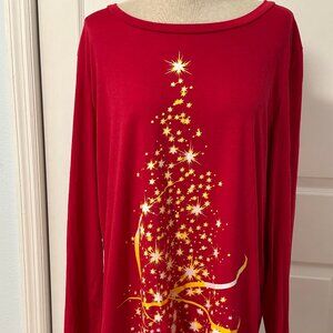 NWT Noracora Red Long Sleeve Christmas top Size XXL
